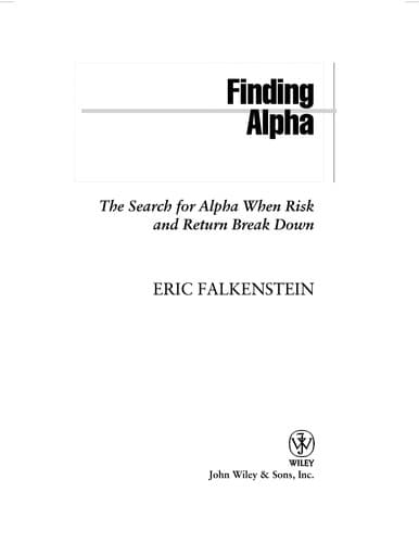 Cover of Finding alpha by Eric Falkenstein