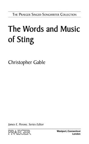 Cover of The words and music of Sting by Christopher Gable