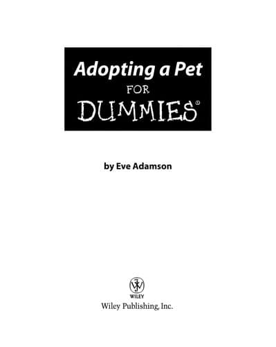 Cover of Adopting a pet for dummies by Eve Adamson