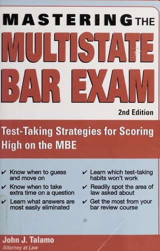 Cover of Mastering the multistate bar exam by John Talamo