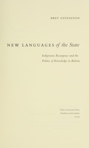 Cover of New languages of the state by Bret Darin Gustafson