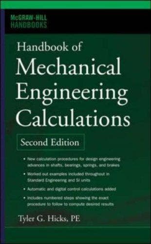 Cover of Handbook of mechanical engineering calculations by Tyler Gregory Hicks