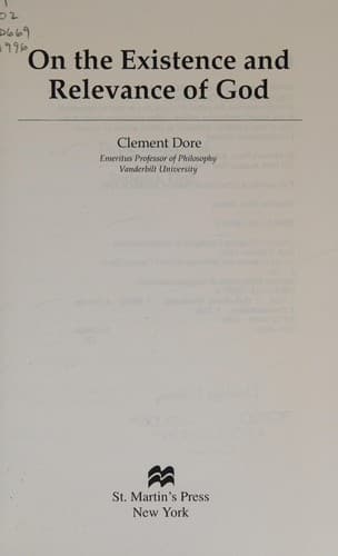Cover of On the existence and relevance of God by Clement Dore