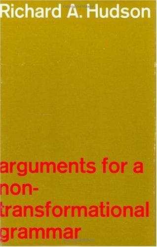 Cover of Arguments for a non-transformational grammar by Richard A. Hudson