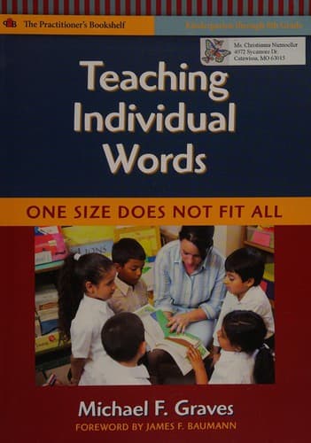 Cover of Teaching individual words by Michael F. Graves