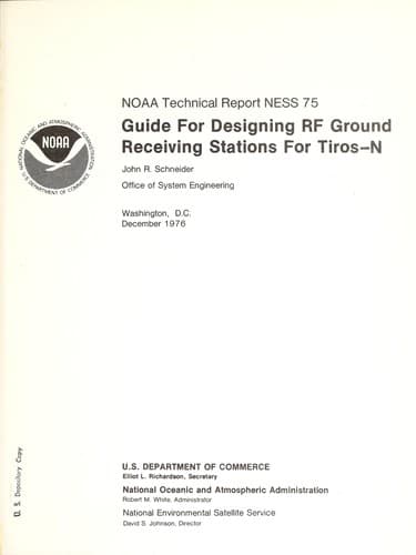 Cover of Guide for designing RF ground receiving stations for Tiros-N by John R. Schneider