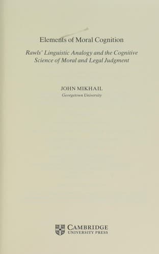 Cover of Rawls’ linguistic analogy by John M. Mikhail