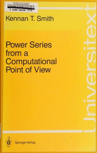Cover of Power series from a computationalpoint of view by Kennan T. Smith