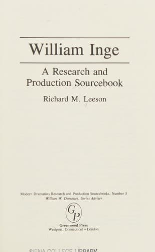 Cover of William Inge by Richard M. Leeson