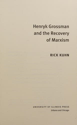 Cover of Henryk Grossman and the recovery of Marxism by Rick Kuhn