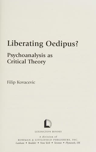 Cover of Liberating Oedipus? by Filip Kovacevic