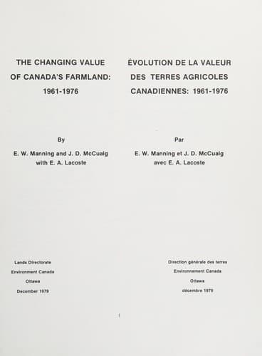 Cover of The changing value of Canada's farmland, 1961-1976 = Evolution de la valeur des terres agricoles canadiennes, 1961-1976 by E W. Manning