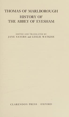 Cover of History of the Abbey of Evesham by Thomas of Marlborough