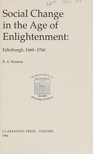 Cover of Social change in the Age of Enlightenment by R. A. Houston