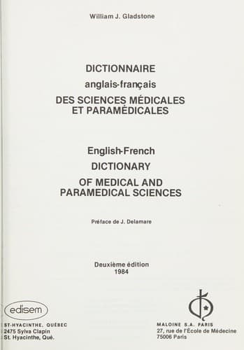 Cover of Dictionnaire anglais-français des sciences médicales et paramédicales = by William J. Gladstone