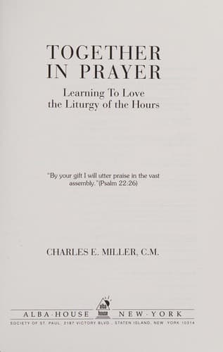 Cover of Together in Prayer by Charles Edward Miller