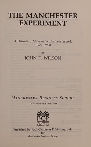 Cover of The Manchester experiment by J. F. Wilson