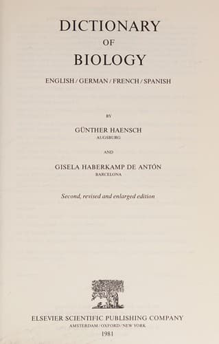Cover of Dictionary of biology by Günther Haensch