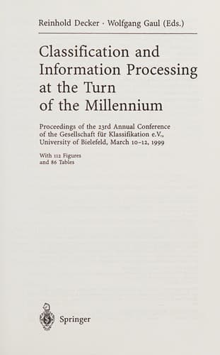 Cover of Classification and information processing at the turn of the millennium by Gesellschaft für Klassifikation. Jahrestagung
