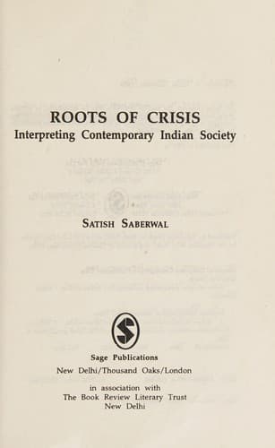 Cover of Roots of crisis by Satish Saberwal