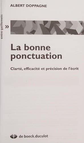Cover of La bonne ponctuation by Albert Doppagne