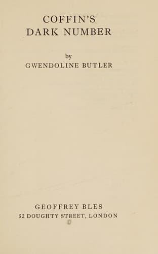 Cover of Coffin's Dark Number by Gwendoline Butler