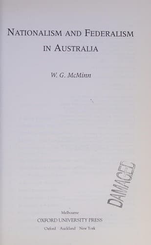 Cover of Nationalism and federalism in Australia by Winston Gregory McMinn