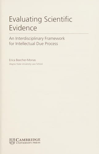 Cover of Evaluating scientific evidence by Erica Beecher-Monas