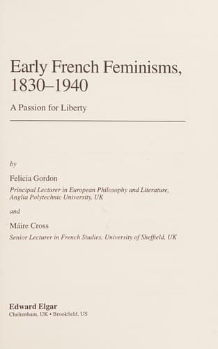 Cover of Early French feminisms, 1830-1940 by Felicia Gordon