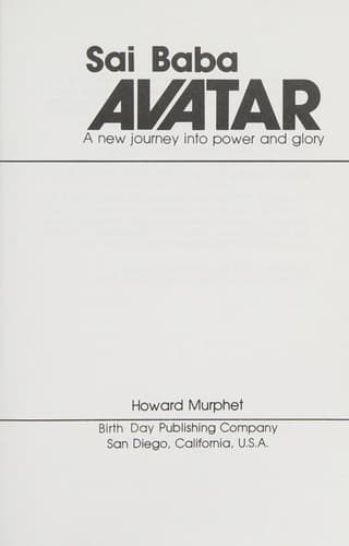 Cover of Sai Baba avatar by Howard Murphet