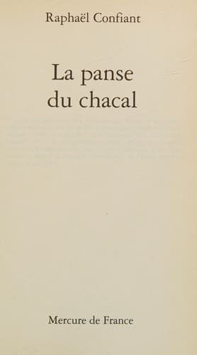 Cover of La panse du chacal by Raphaël Confiant