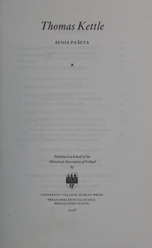Cover of Thomas Kettle by Senia Pašeta