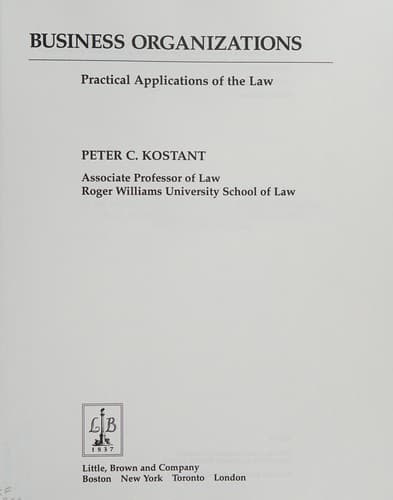 Cover of Business organizations by Peter C. Kostant