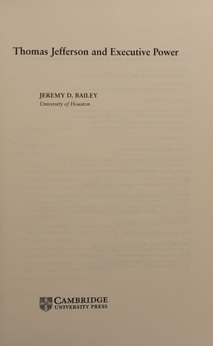 Cover of Thomas Jefferson and executive power by Jeremy D. Bailey