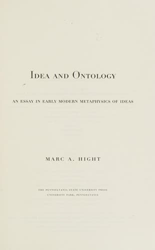 Cover of Idea and ontology by Marc A. Hight