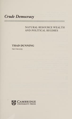 Cover of Crude democracy by Thad Dunning