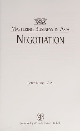 Cover of Negotiation by Peter Nixon