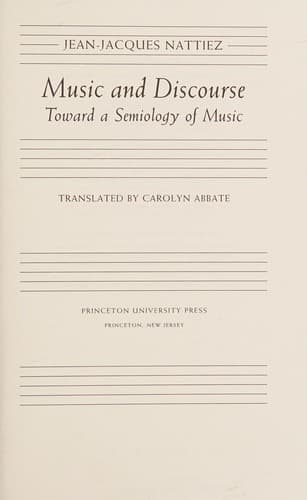 Cover of Music and discourse by Jean Jacques Nattiez