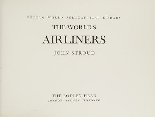 Cover of The world's airliners by Stroud, John