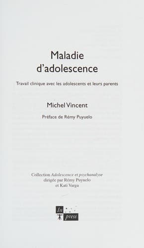 Cover of Maladie d'adolescence by Michel Vincent