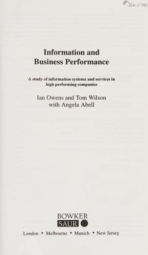 Cover of Information and business performance by Ian Owens