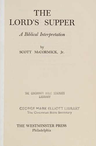 Cover of The Lord's Supper by Scott McCormick