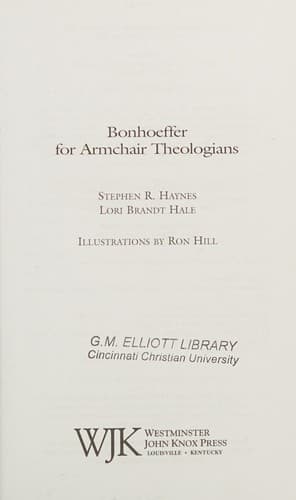 Cover of Bonhoeffer for armchair theologians by Stephen R. Haynes