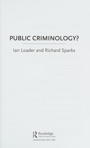 Cover of Public Criminology? by Ian Loader