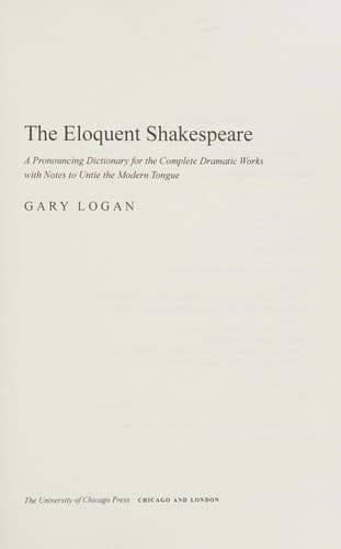 Cover of The eloquent Shakespeare by Gary Logan