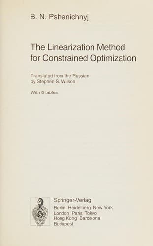 Cover of The linearization method for constrained optimization by B. N. Pshenichnyĭ