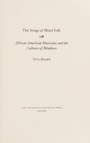 Cover of The songs of blind folk by Terry Rowden