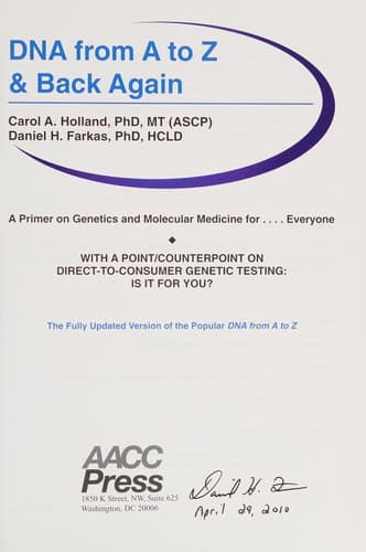 Cover of DNA from A to Z & back again by Carol A. Holland