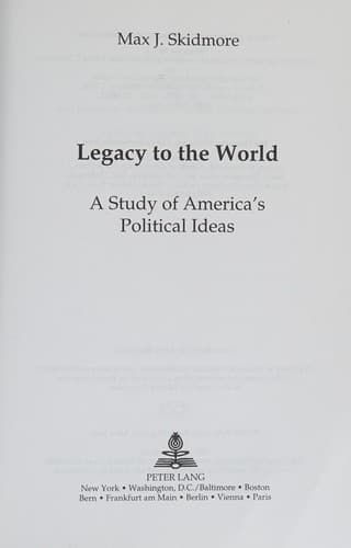 Cover of Legacy to the world by Max J. Skidmore