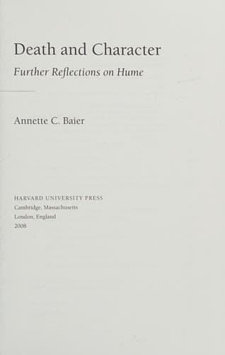 Cover of Death and character by Annette Baier